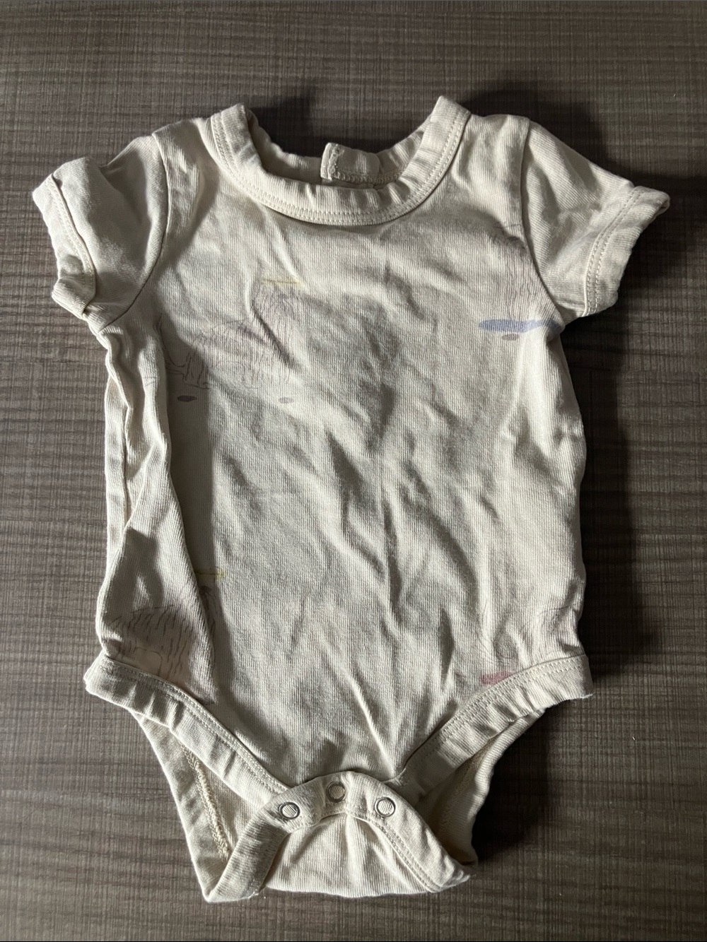 Cream Short‑Sleeve Baby One‑Piece Bodysuit